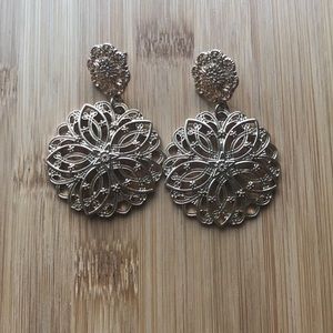 Mandala faux gold dangling earrings